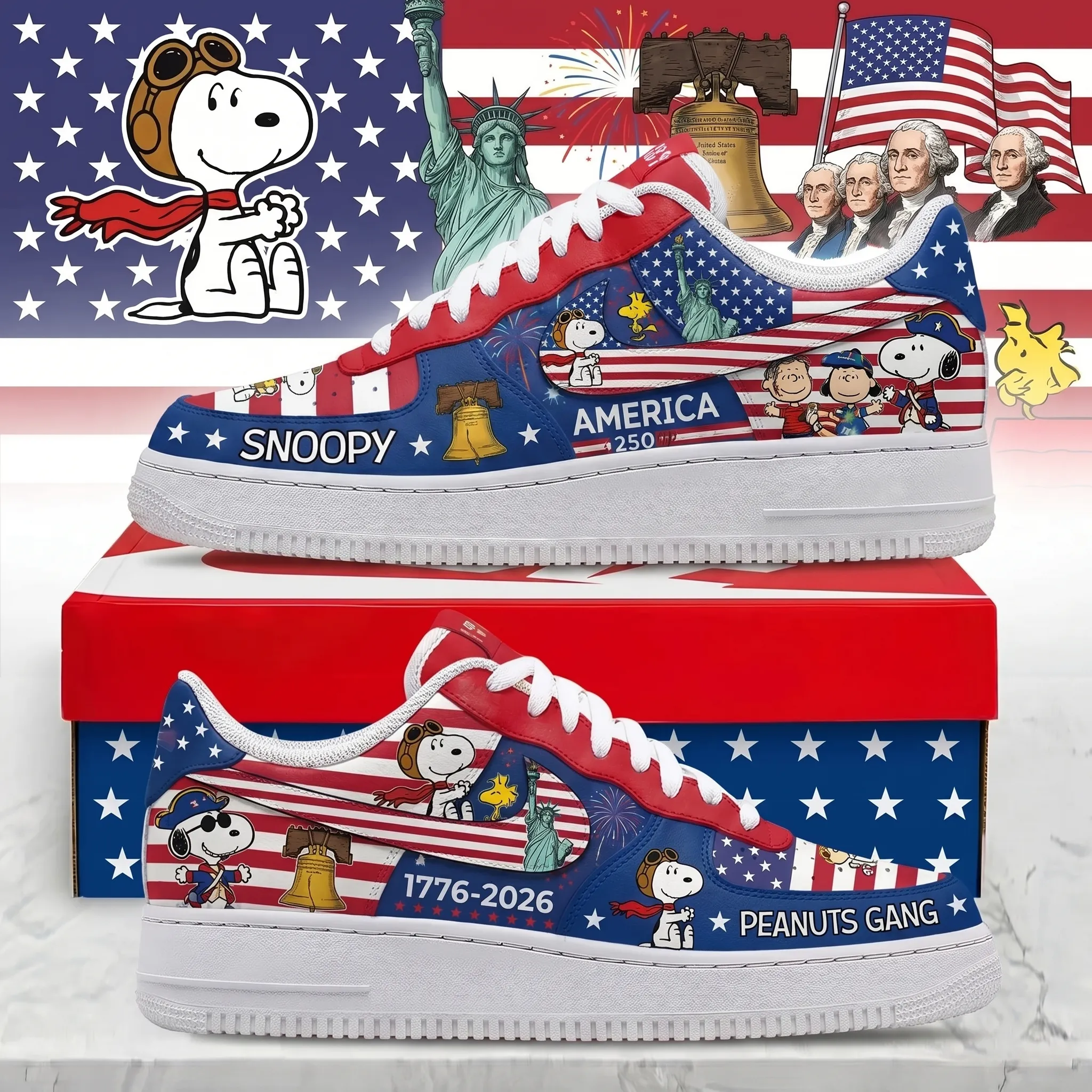 Snoopy 250 Years of America Air Low-Top Sneakers Shoes-THK131859