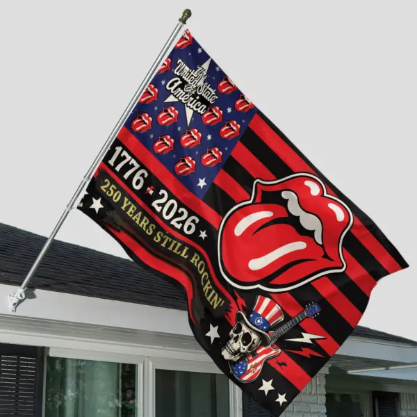Alternative view of Premium The Rolling Stones 250 Years of Freedom House Flag