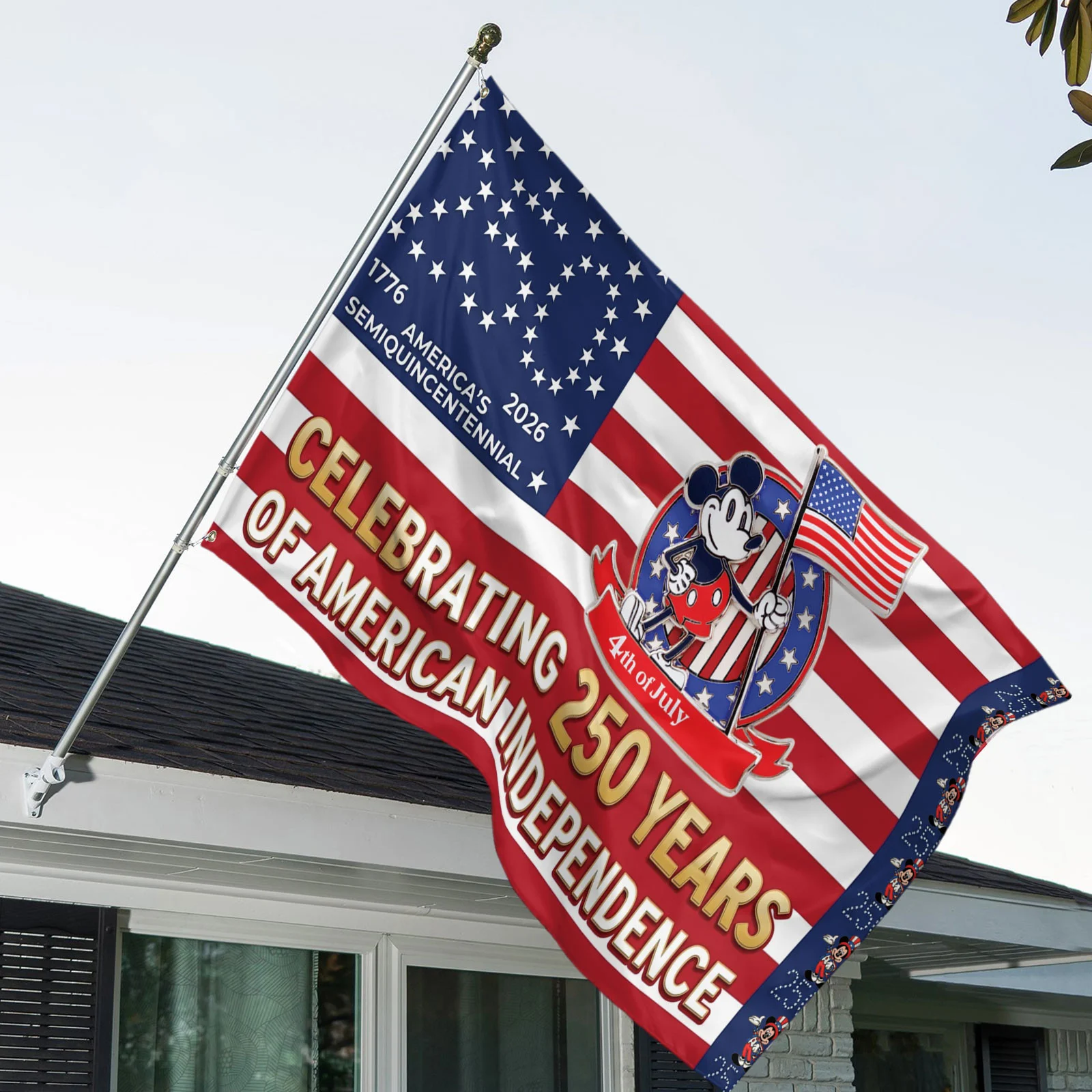 Premium Mickey 250 Years of Freedom House Flag - Image 2