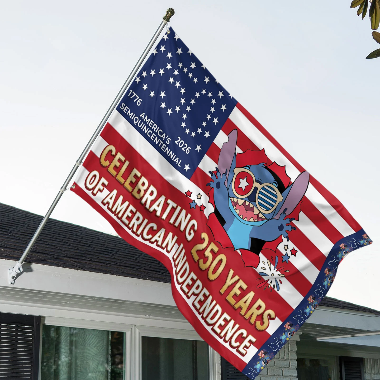 Premium Stitch 250 Years of Freedom House Flag - Image 2