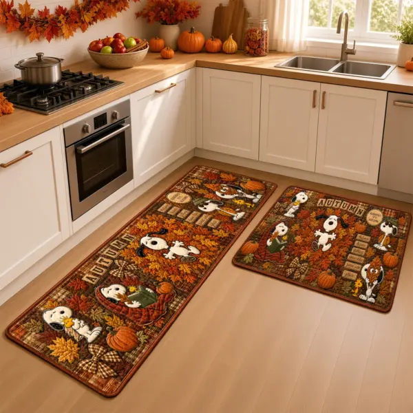 Snoopy Lovely Fall Foliage Patchwork Runner Rug