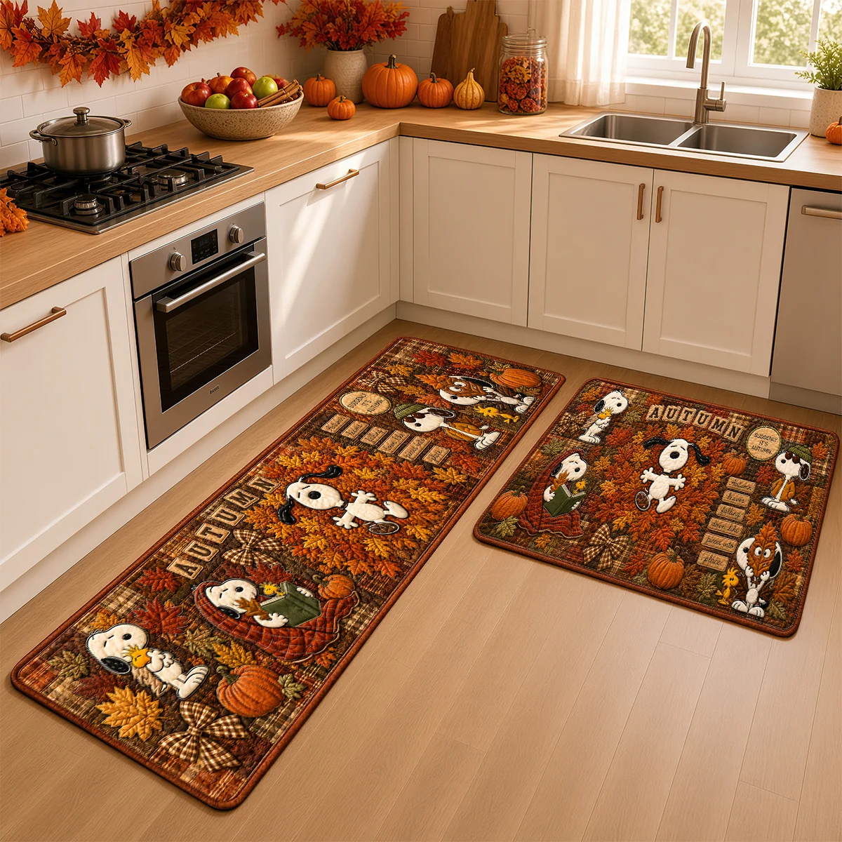 Snoopy Lovely Fall Foliage Patchwork Runner Rug