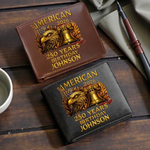 Personalized America 250th Anniversary Leather Wallet-THK122384 - Image 3