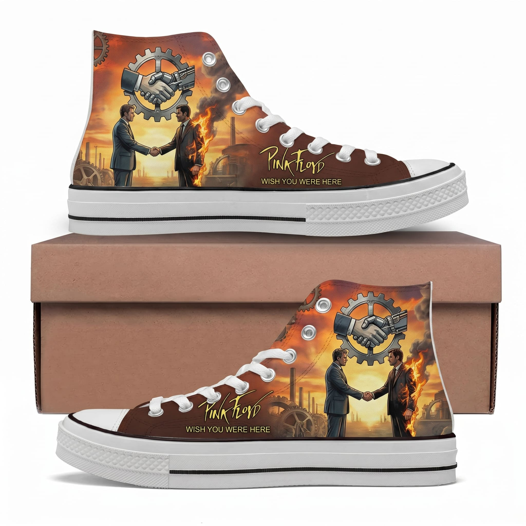 Pink Floyd Canvas Shoes – Wish You Were Here Dark Side Of The Moon Draw
