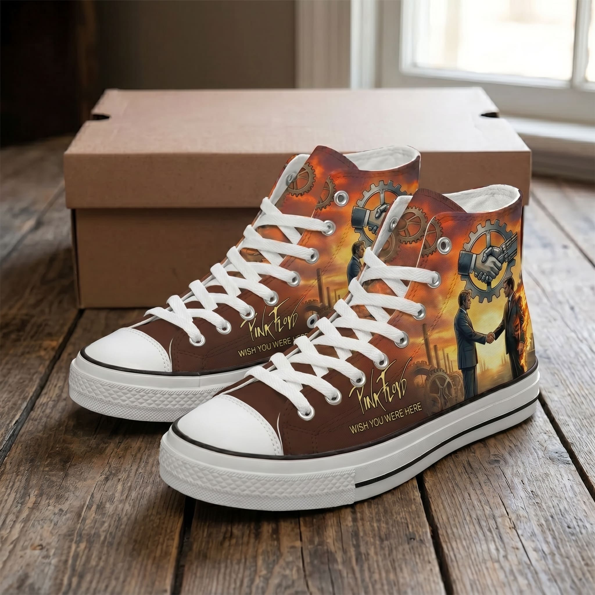 Pink Floyd Canvas Shoes – Wish You Were Here Dark Side Of The Moon Draw - Image 3