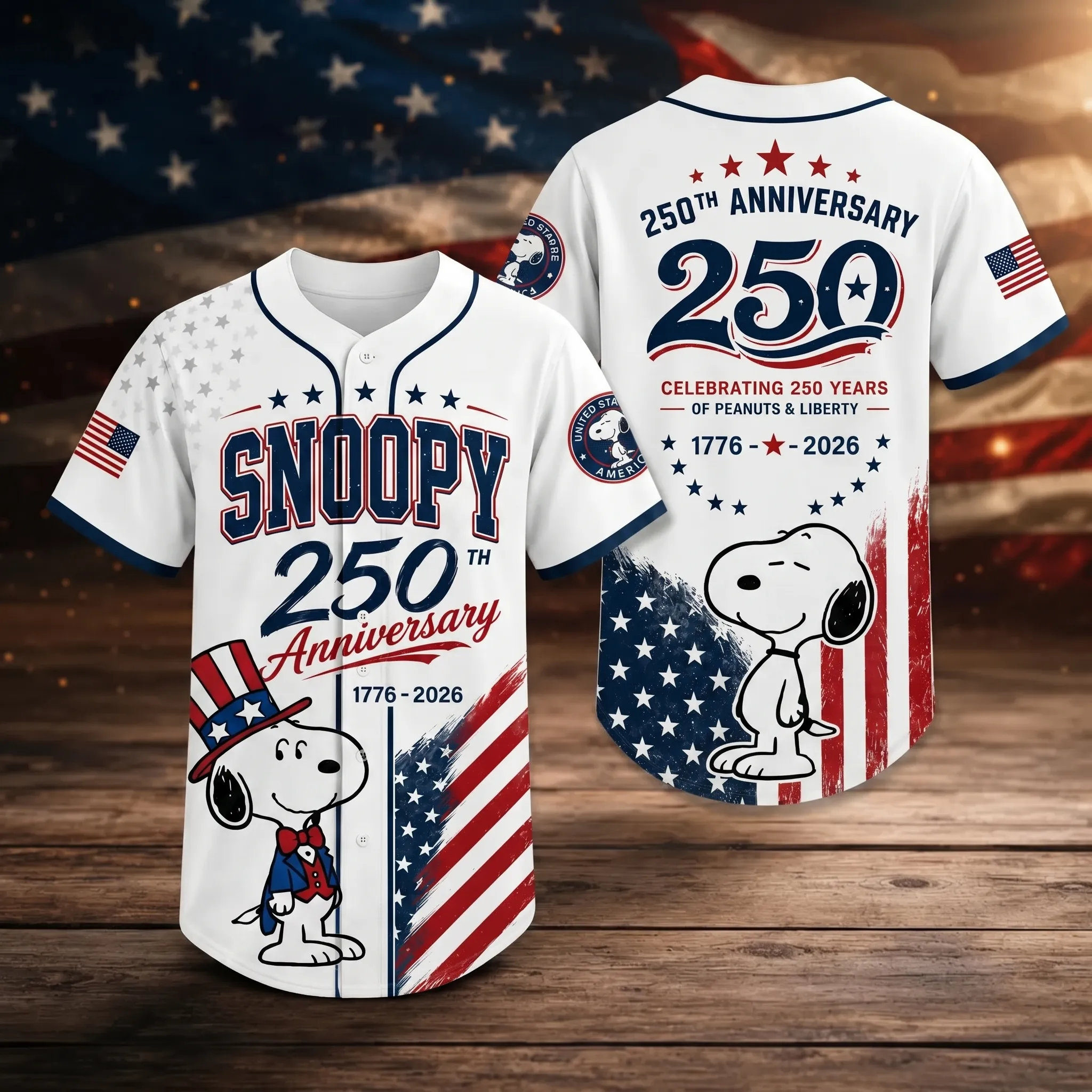 Snoopy 250 Years of America Baseball Jersey - THK130757