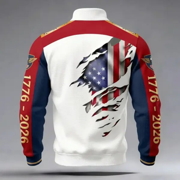 Alternative view of Snoopy 250 Years of America 3D Stand Collar Zip Waffle Sweatshirt - THK132211
