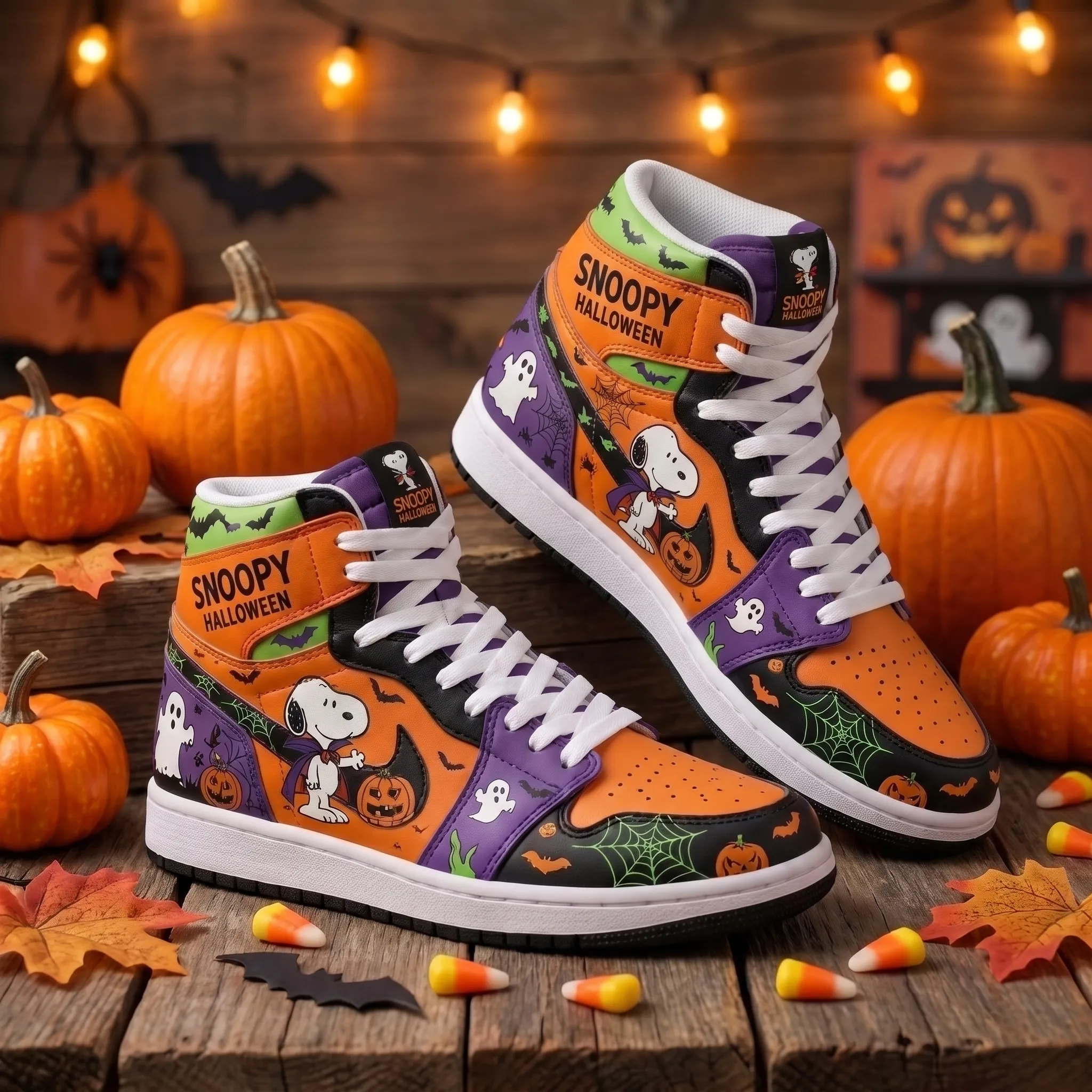 Snoopy Halloween Air Jordan High Top Shoes - Image 2