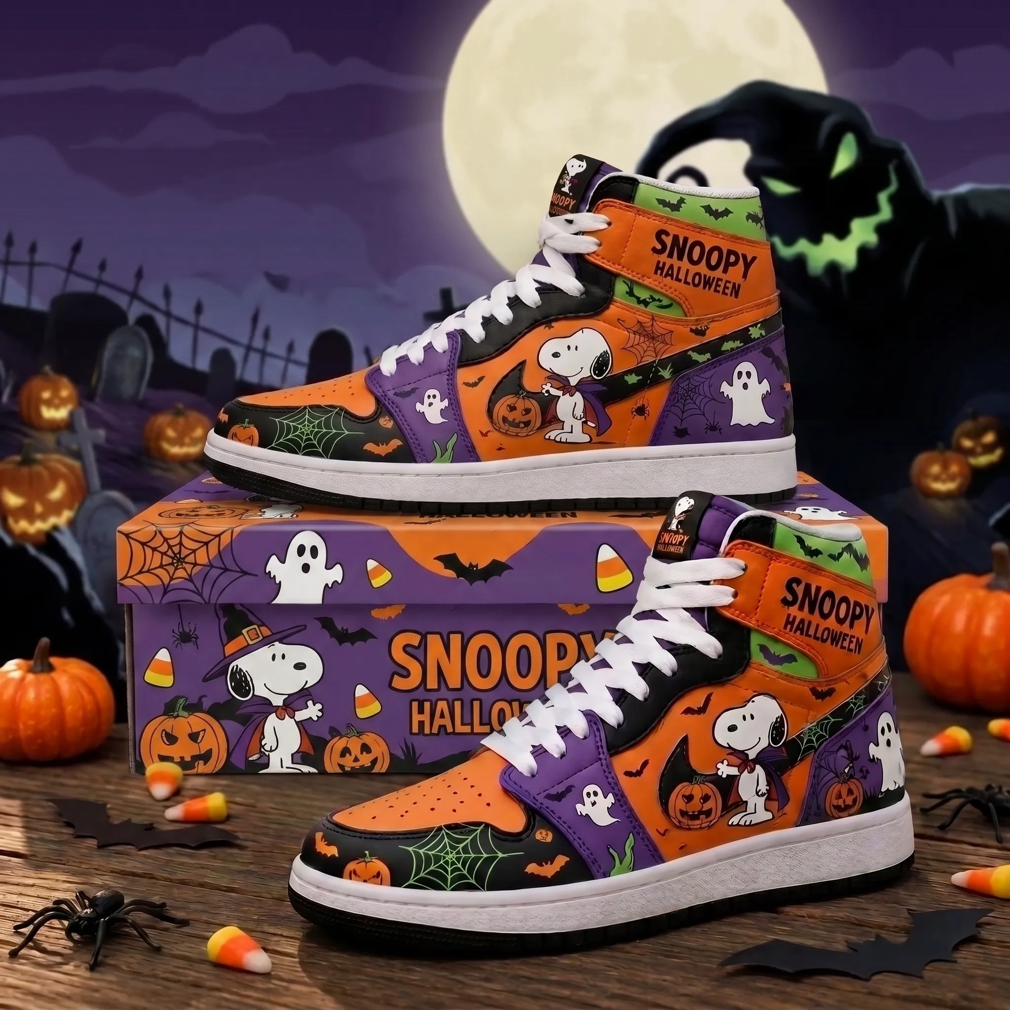 Snoopy Halloween Air Jordan High Top Shoes