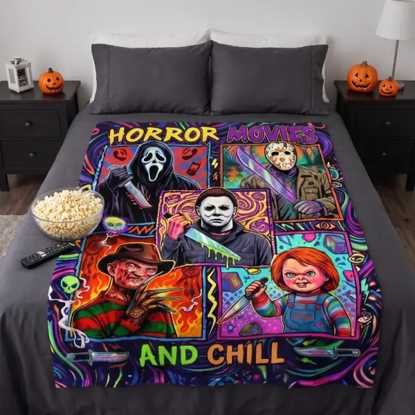Alternative view of Horror Movies & Chill Halloween Quilt Blanket-THK132976