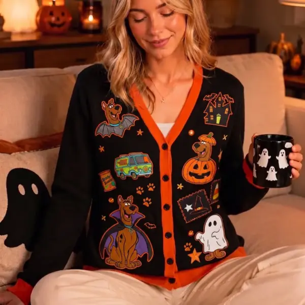 Alternative view of Scooby-Doo Spooky Halloween 3D Ugly Cardigan-THK132994