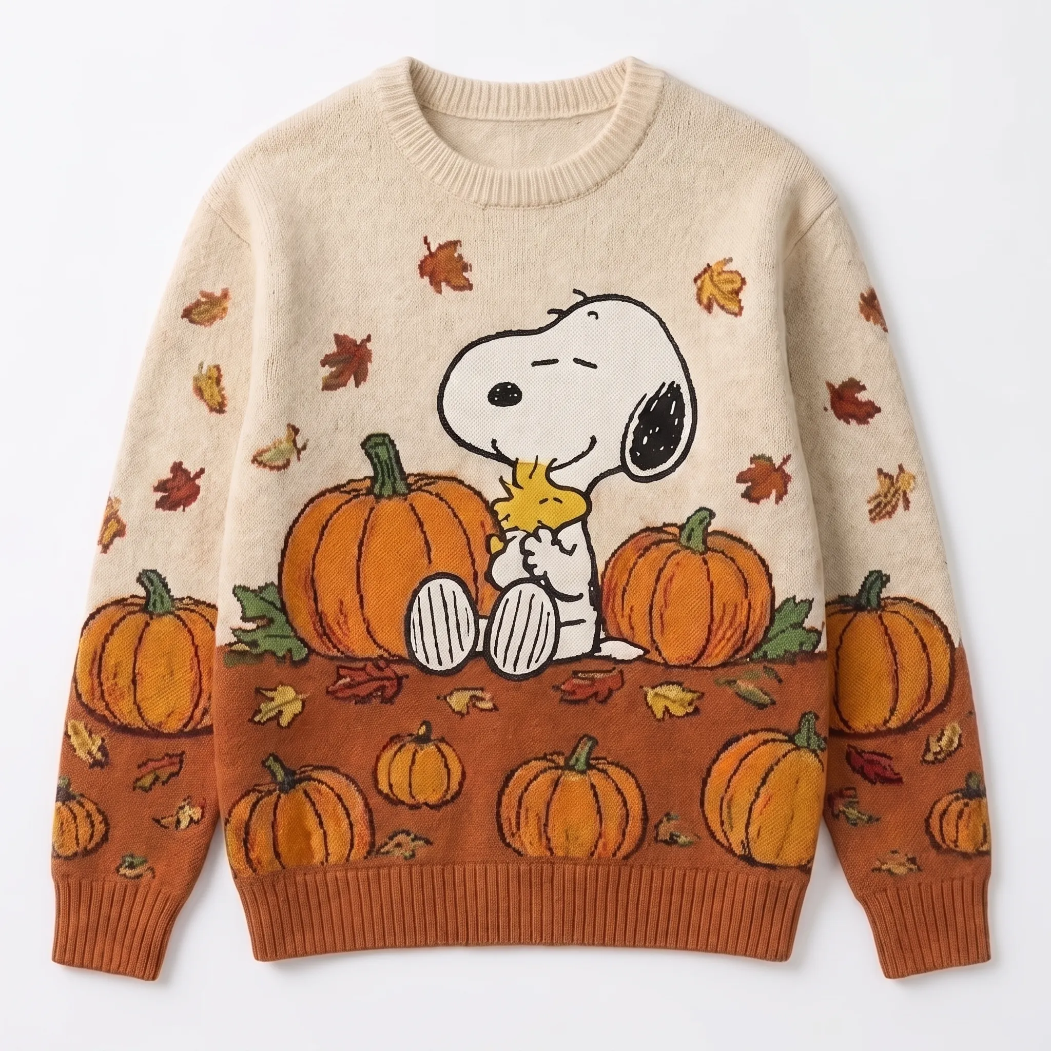 Cozy Snoopy Pumpkin Patch Autumn Thanksgiving Ugly Sweater-THK133286