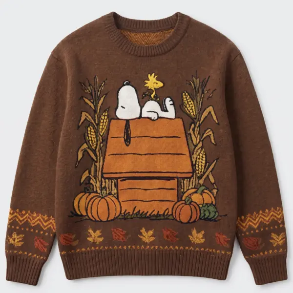 Peanuts Snoopy Autumn Harvest Doghouse Ugly Sweater
