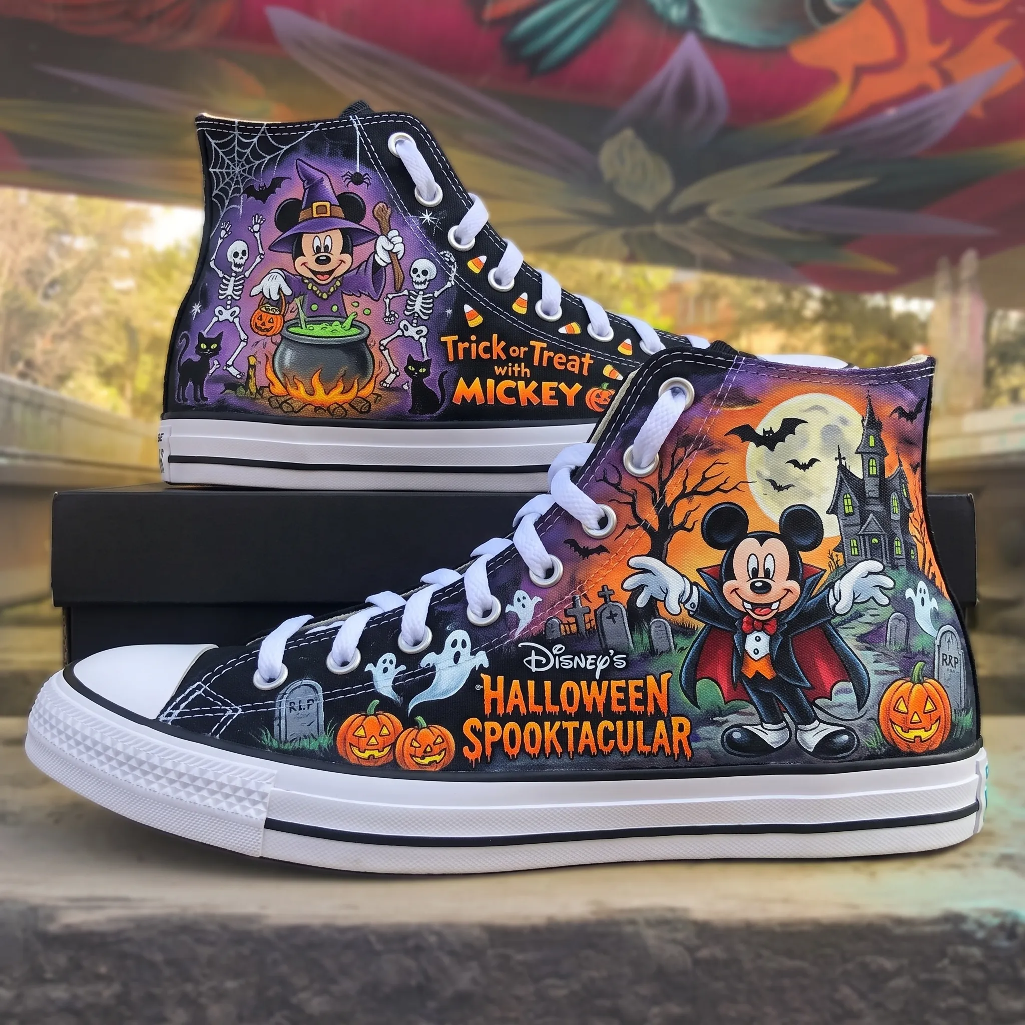 Mickey Witch & Vampire Halloween Canvas High-Top Shoes