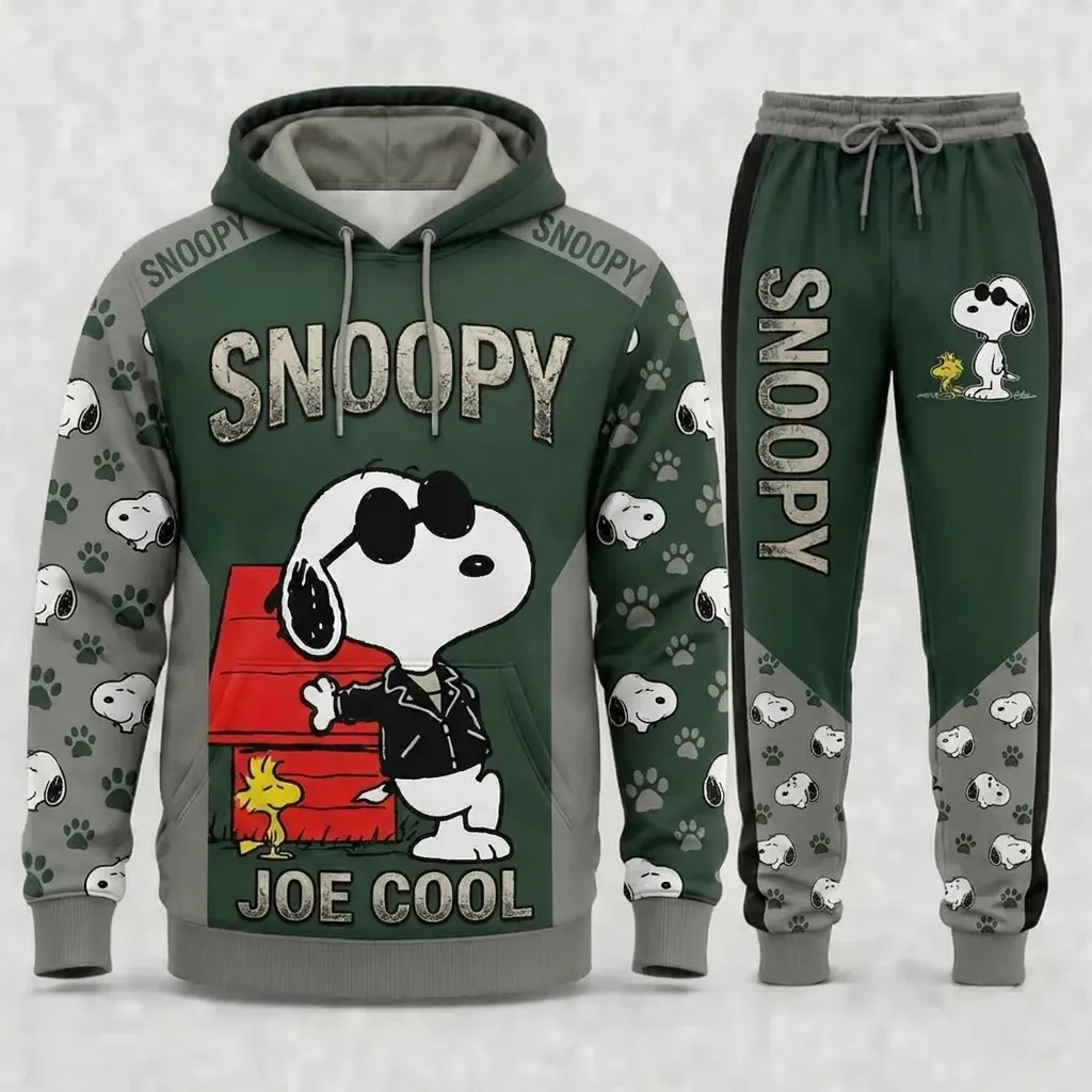 Snoopy Joe Cool Green Hoodie Set-THK135509