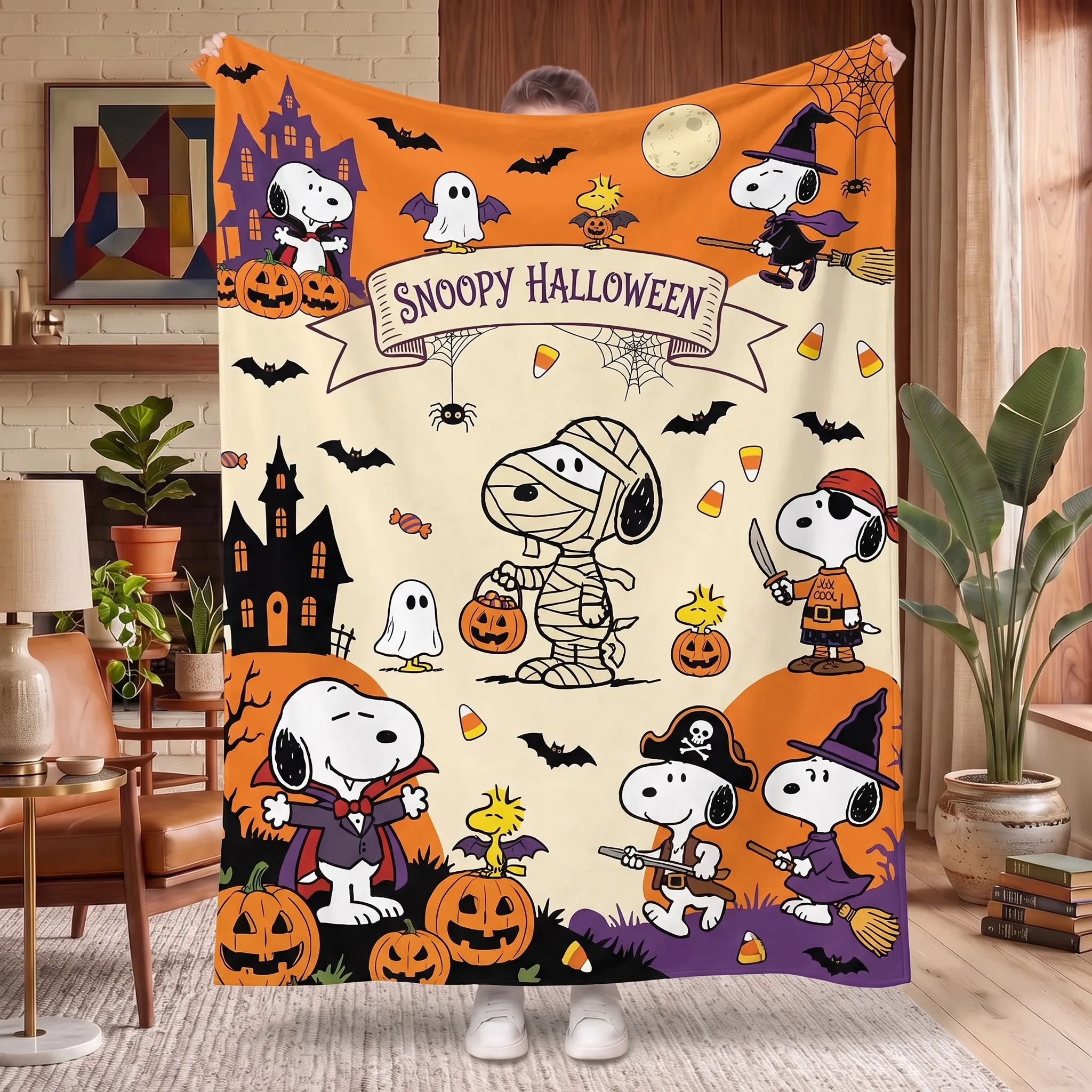Snoopy Halloween Fleece Blanket-THK135730
