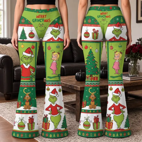 Merry Grinchmas Flare Leggings-THK136098