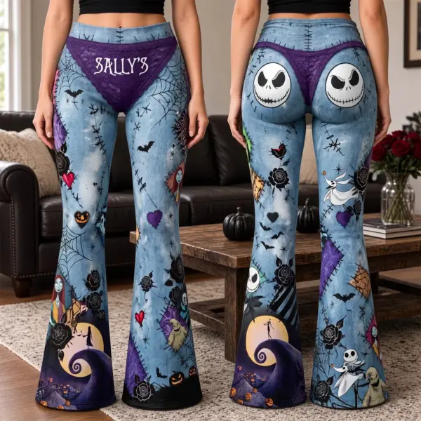 Personalized Jack & Sally Flare Leggings-THK136073