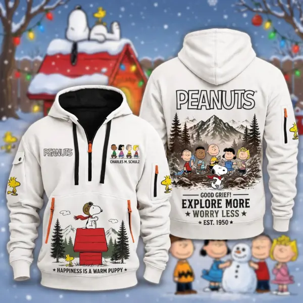 Personalized Snoopy Halfzip Hoodie-THK136394