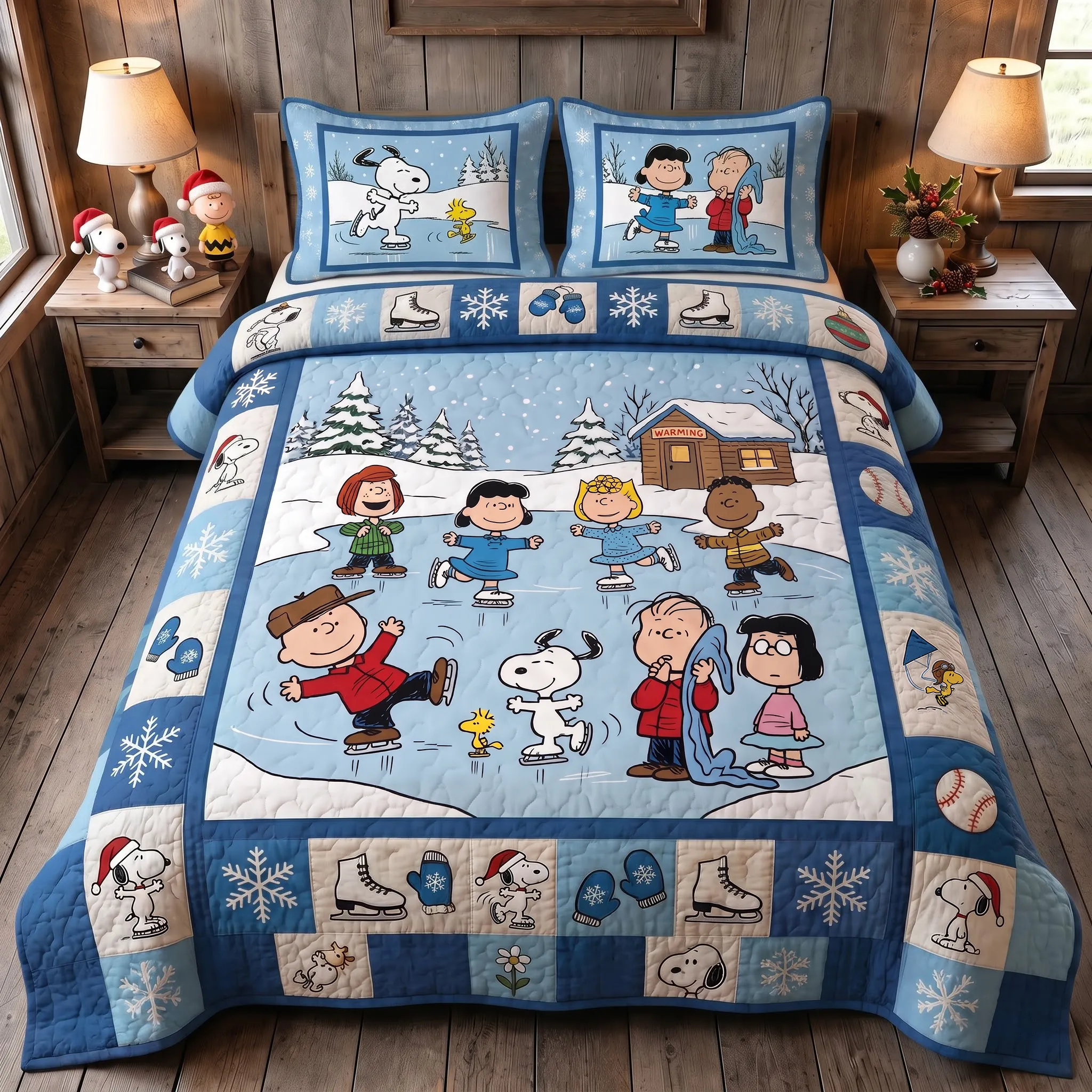 Snoopy Winter Snow Quilt Bedding Set-THK136441
