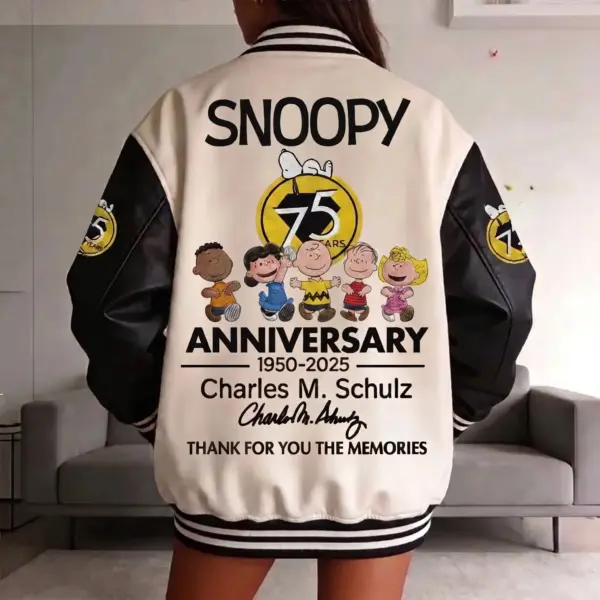 Alternative view of Peanuts Snoopy 75th Anniversary 1950-2025 Quilted Varsity Jacket