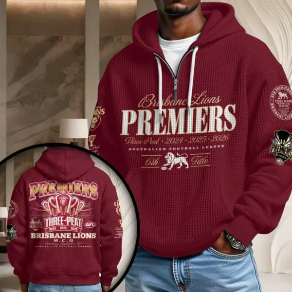 Brisbane Lions 2026 AFL Premiers Waffle Hoodie-THK136789