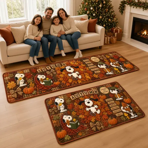 Alternative view of Snoopy Lovely Fall Foliage Patchwork Runner Rug