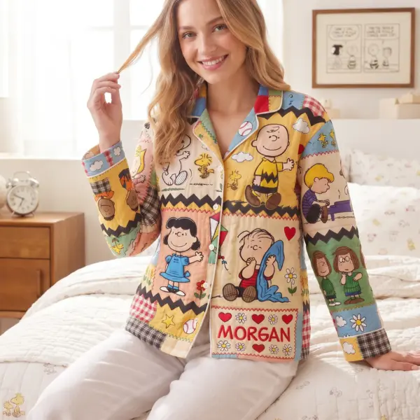 Alternative view of Personalized Snoopy Pajama Set-THK136173