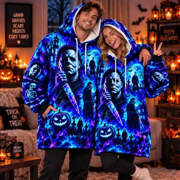 Alternative view of Michael Myers Neon Blanket Hoodie-THK136525
