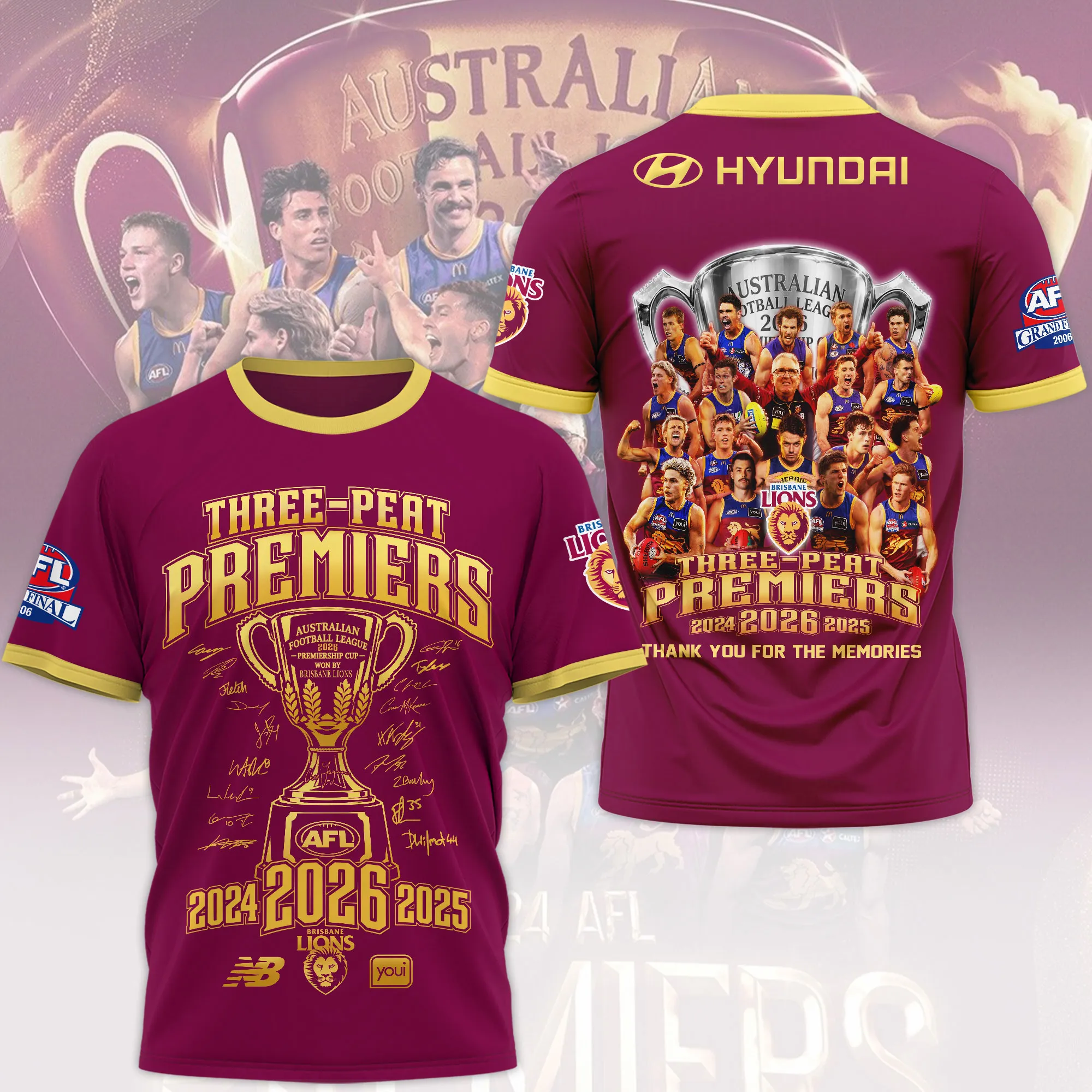 Brisbane Lions 3D T-Shirt-THK136777