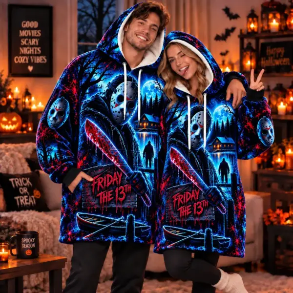 Alternative view of Jason Voorhees Neon Blanket Hoodie-THK136511
