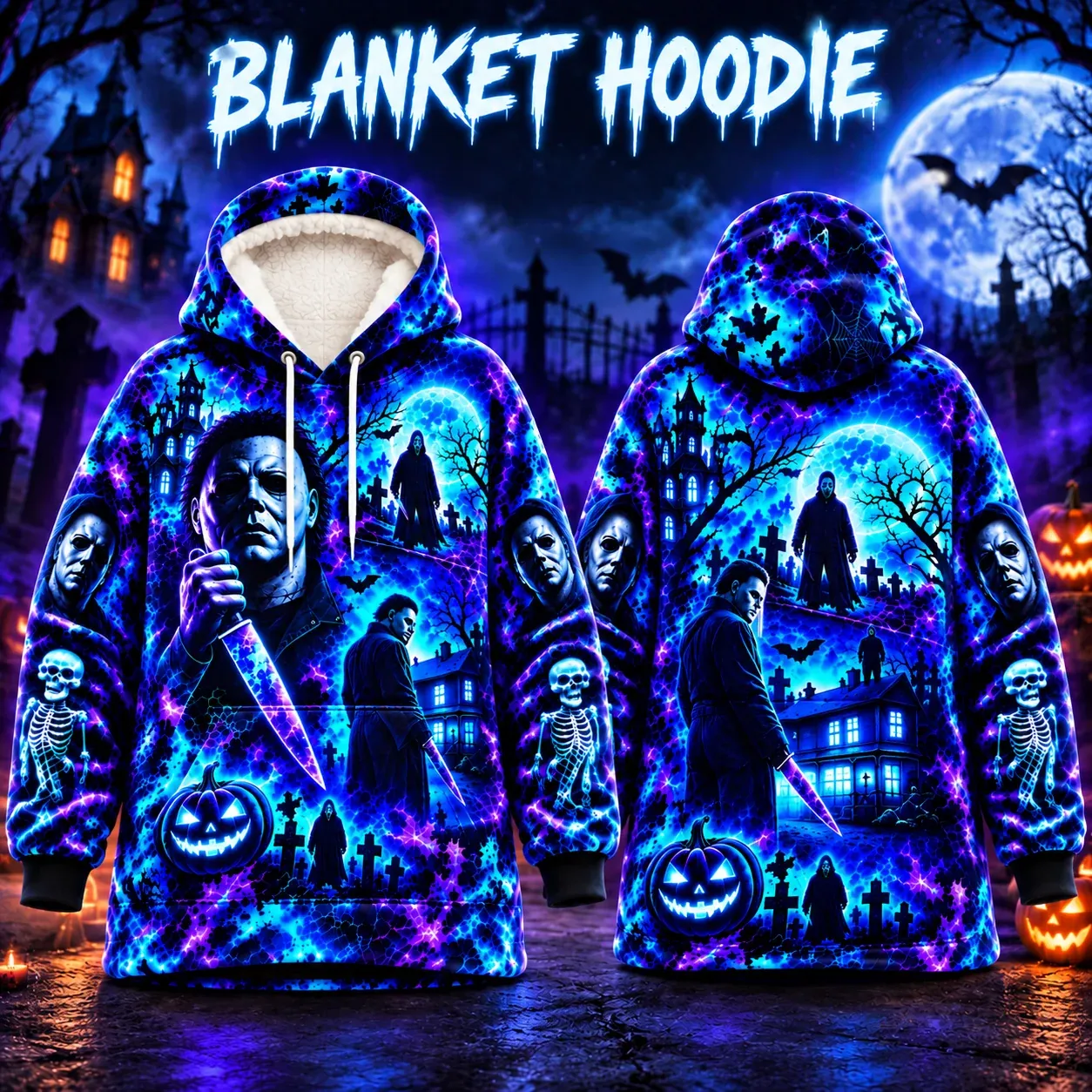 Michael Myers Neon Blanket Hoodie-THK136525