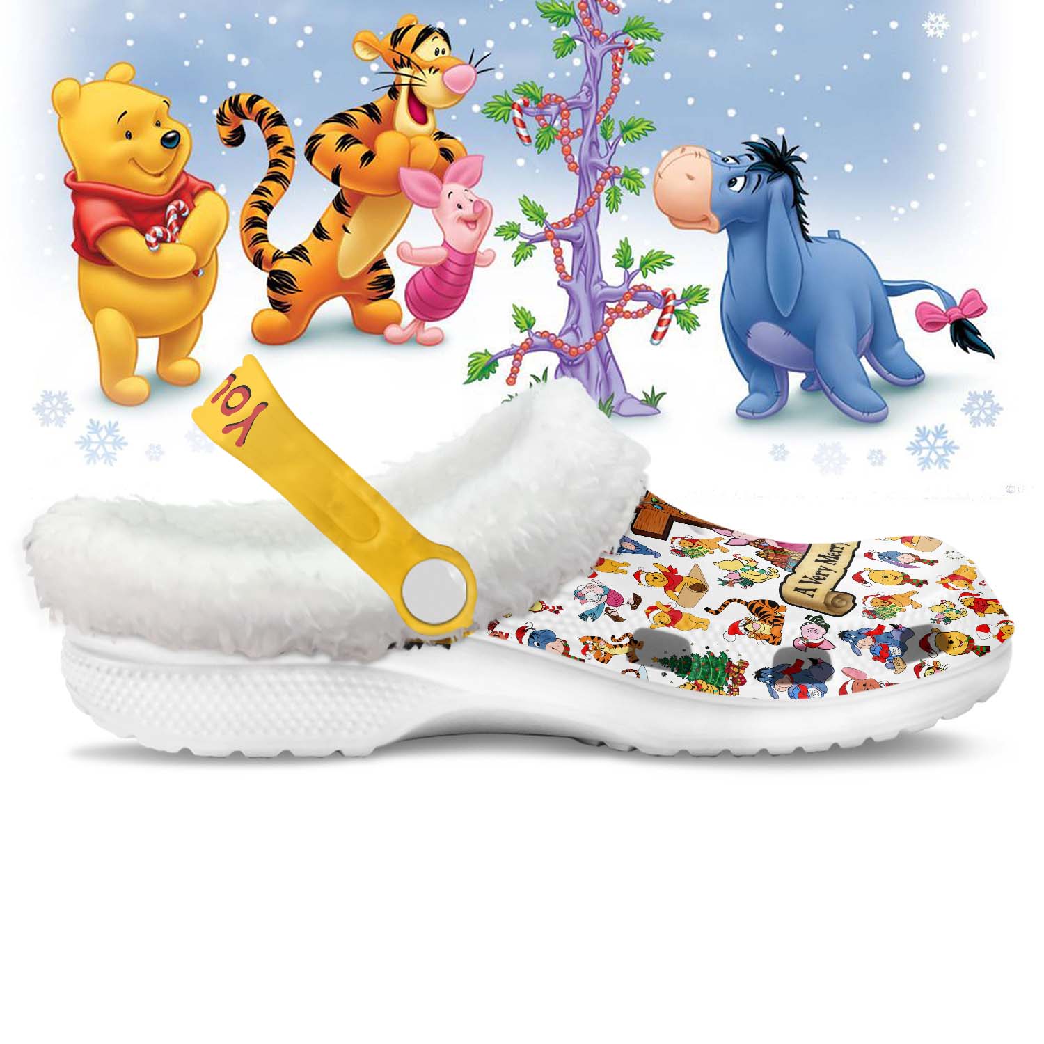 Winnie the Pooh Christmas Fleece Crocs Clogs - Image 2
