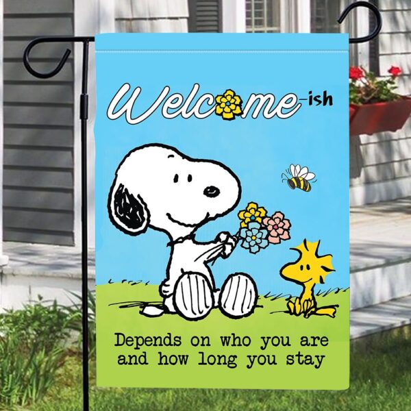 Funny Welcome-ish Snoopy Double Sided Garden Flag - Image 4
