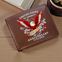 Personalized America 250th Anniversary Leather Wallet - Image 4