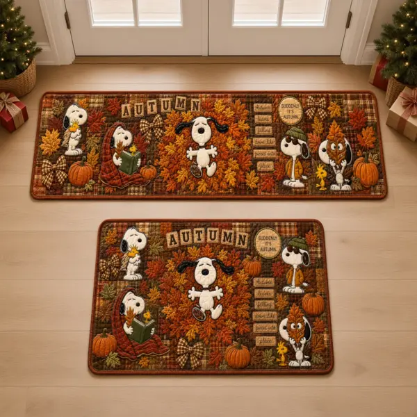 Snoopy Lovely Fall Foliage Patchwork Runner Rug - Image 3
