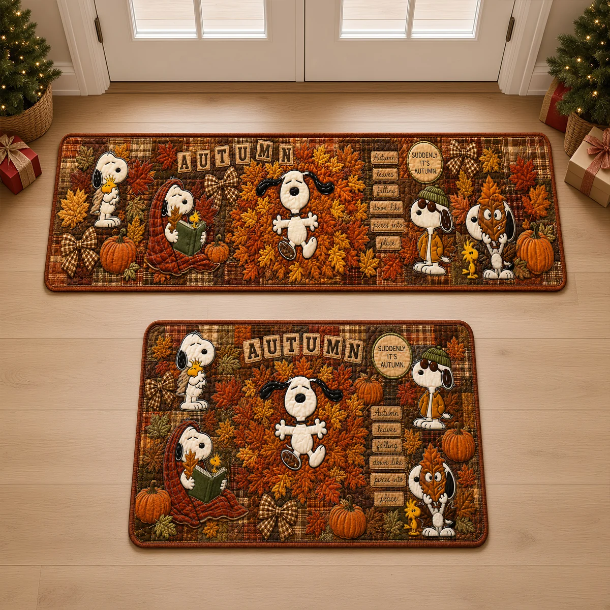 Snoopy Lovely Fall Foliage Patchwork Runner Rug - Image 3