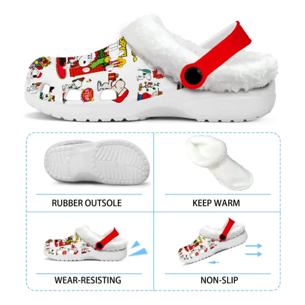 Personalized Peanuts Christmas Fleece Crocs Crocband Clogs Shoes - Image 3
