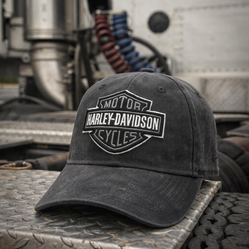 Washed Grey Harley Bar and Shield Style Embroidery Cap - Image 5