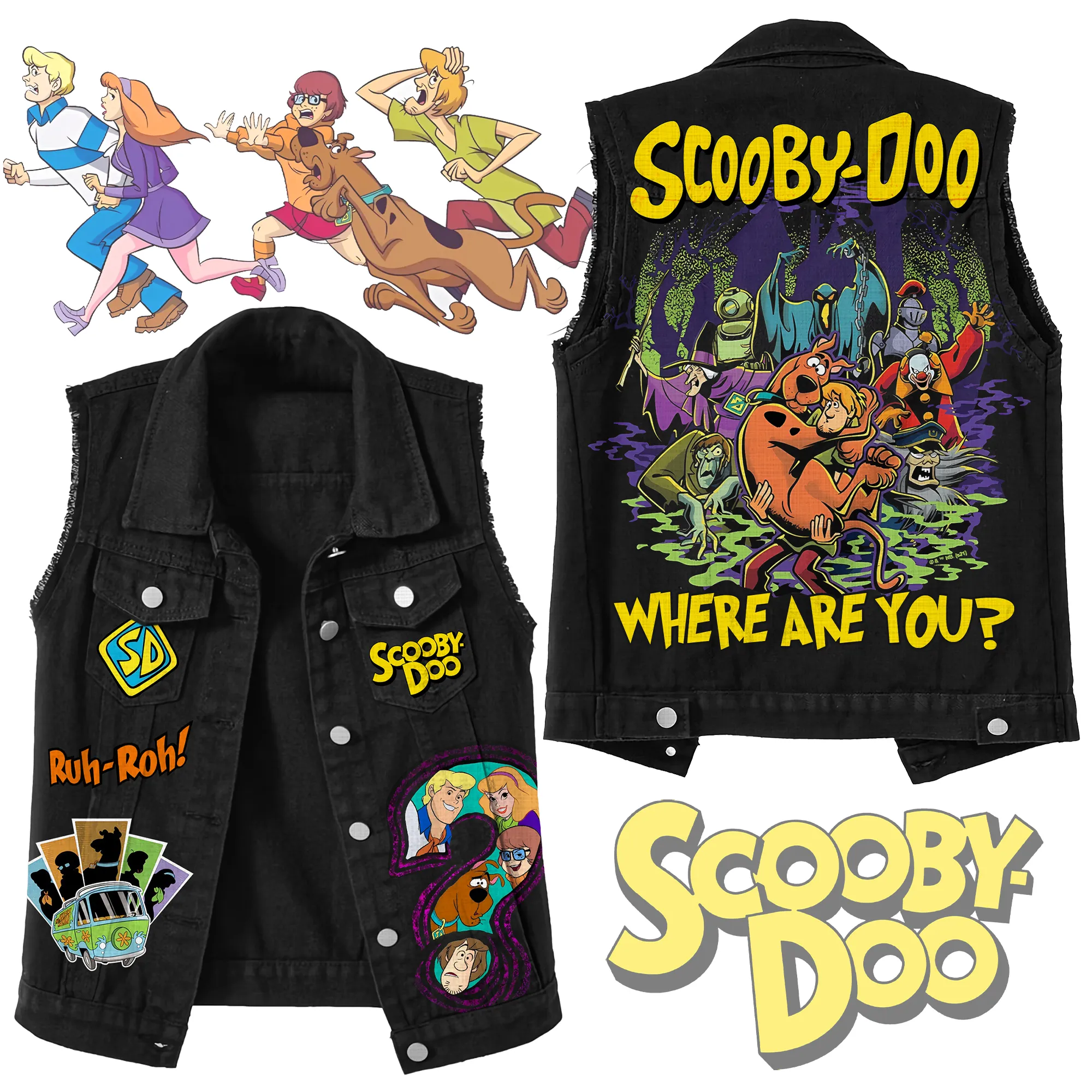 Scooby-Doo Sleeveless Denim Jacket-THK136963
