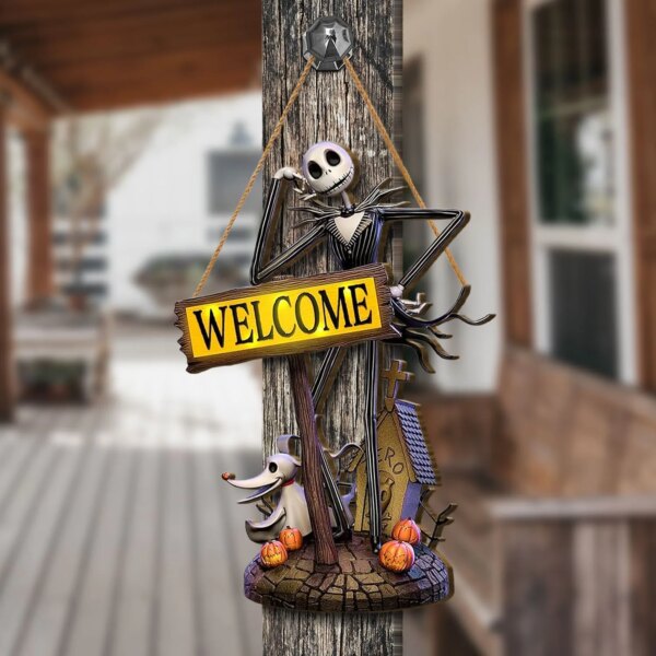 Alternative view of Jack Nightmare Before Christmas Welcome Wood Sign