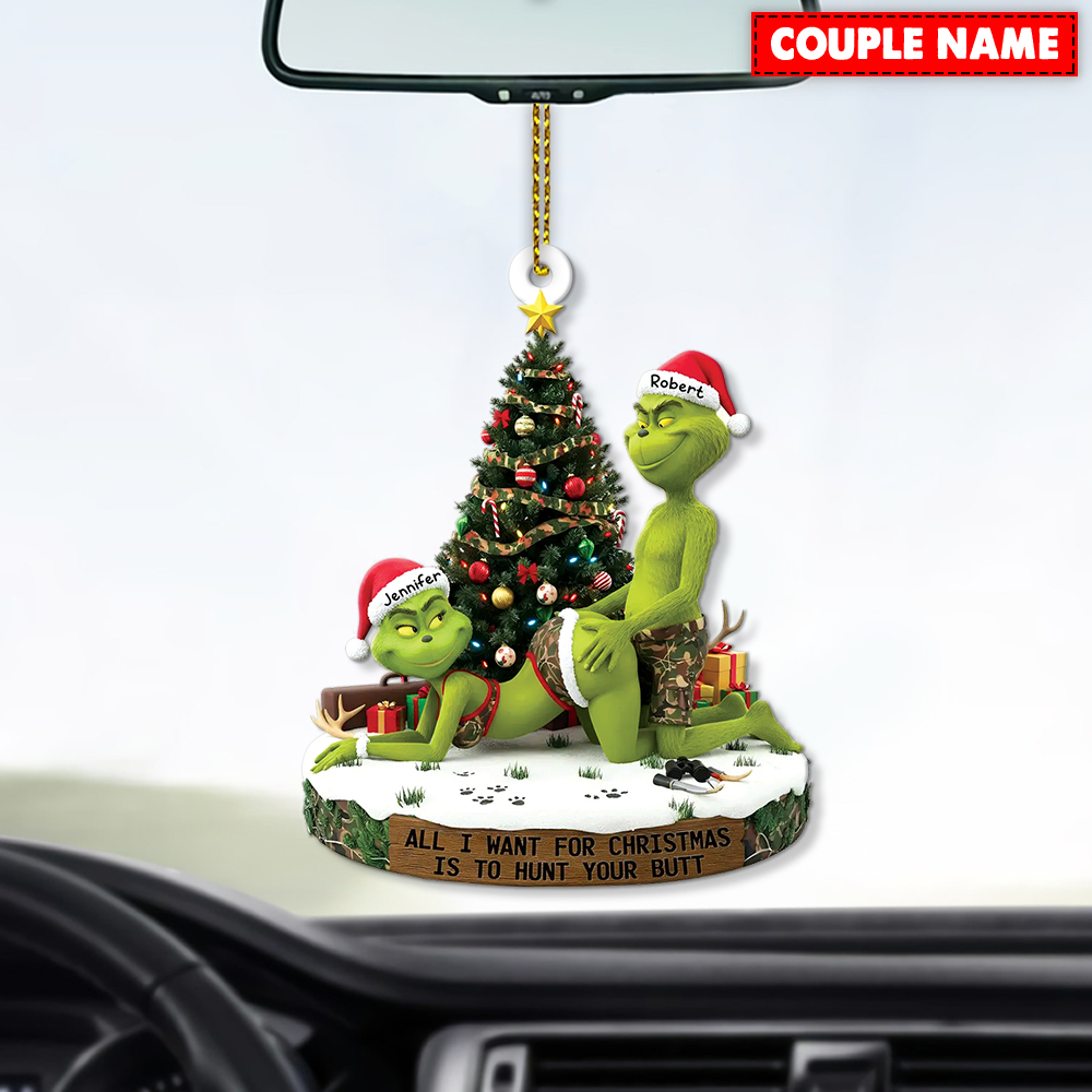 Personalized Naughty Green Monster Couple Christmas Ornament - Image 6