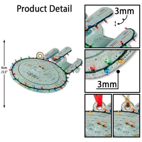 Star Trek U.S.S. Enterprise NCC-1701-D With Christmas Lights Christmas Ornament - Image 5