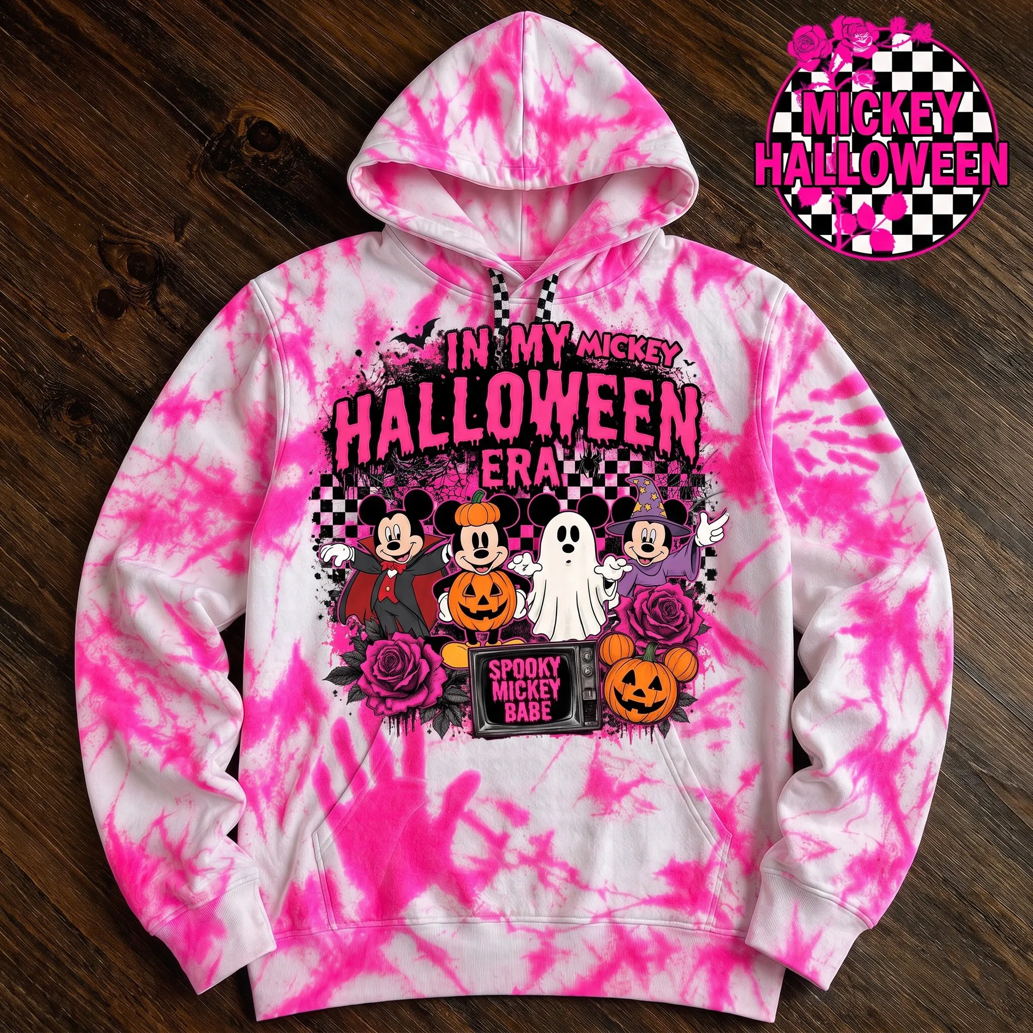 In My Spooky Era Pink Tie Dye Mickey Hoodie