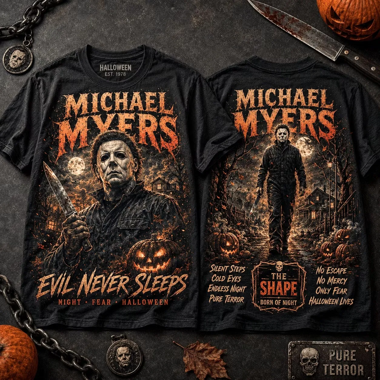 Michael Myers Halloween US Wash T-shirt-THK134418
