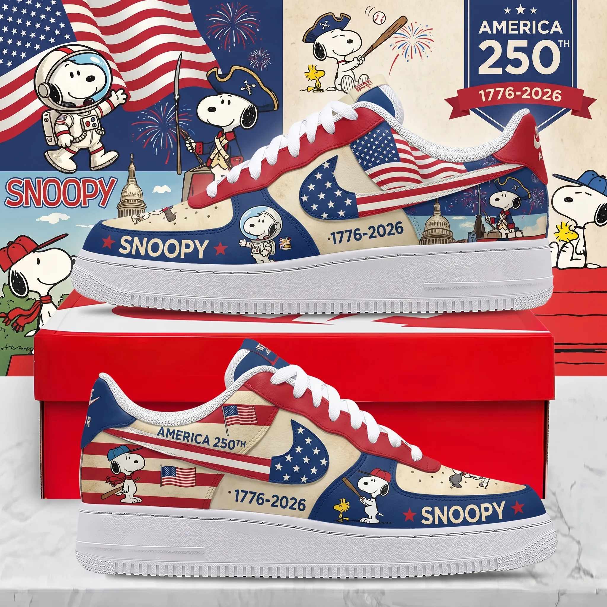 Snoopy 250 Years of America Air Low-Top Sneakers Shoes-THK131847