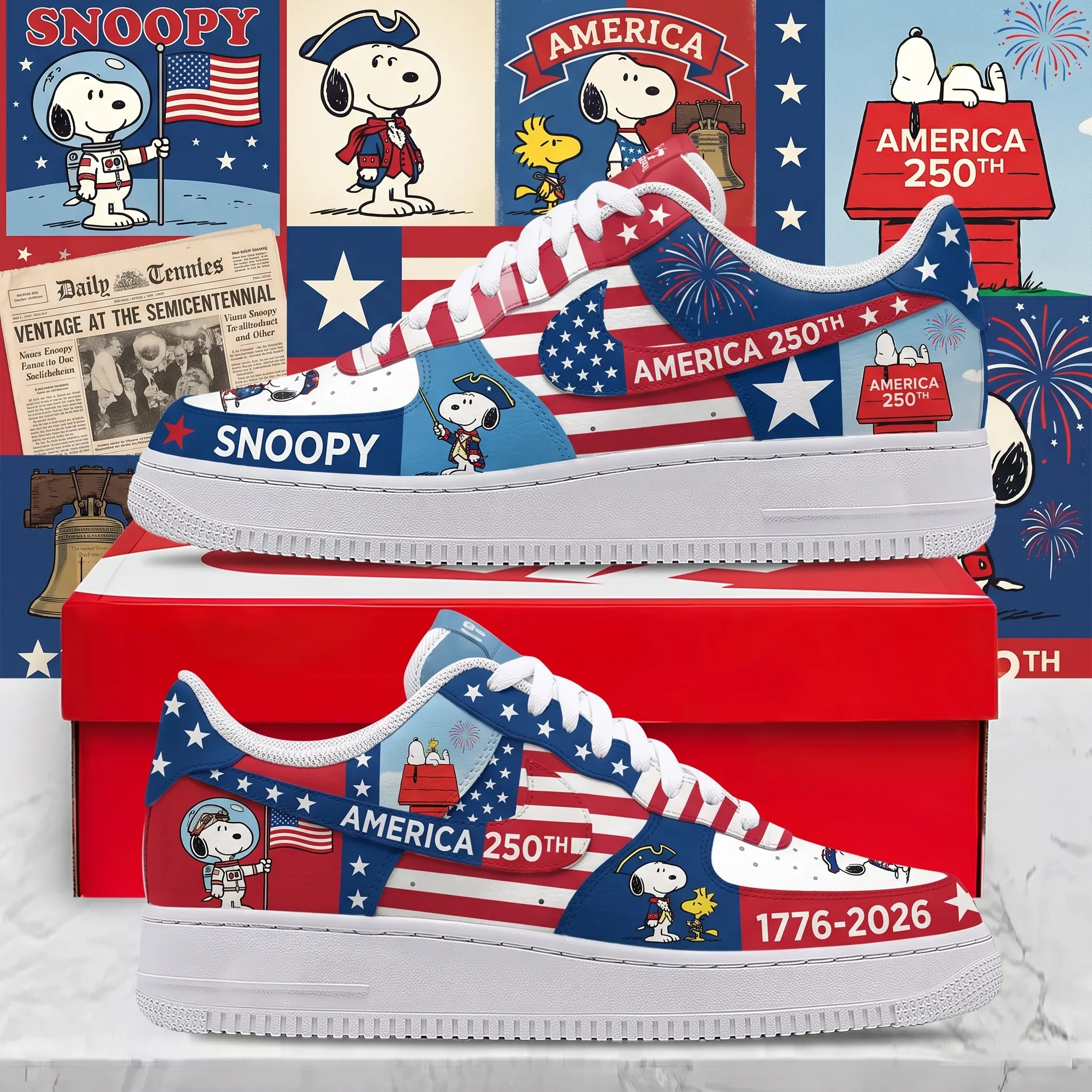 Snoopy 250 Years of America Air Low-Top Sneakers Shoes-THK131858