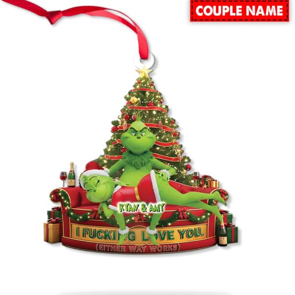 Personalized Green Monster Couple I Love You - Either Way Works Christmas Ornament - Image 6