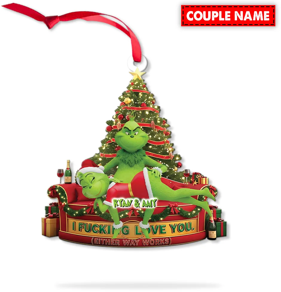 Personalized Green Monster Couple I Love You - Either Way Works Christmas Ornament - Image 6