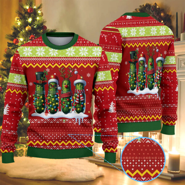 Funny Christmas Pickle Holiday Cucumber Christmas Knitted Sweater
